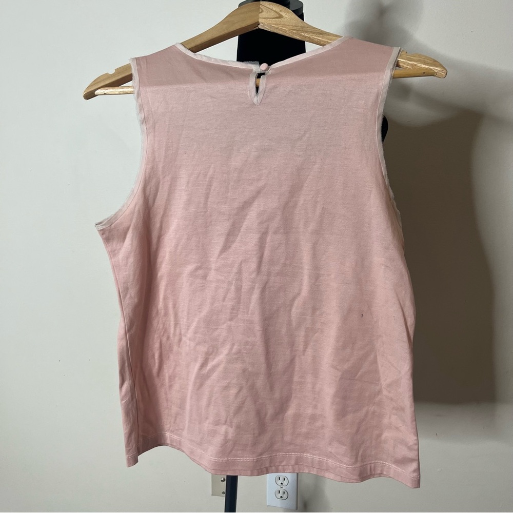 Women’s Ipekyol Blush Pink Jeweled Puma Cotton‎ Sleeveless Sheer Top Tank Sz S - Picture 6 of 9